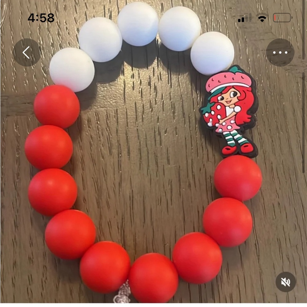 Strawberry Shortcake Red and White Beaded Bracelet